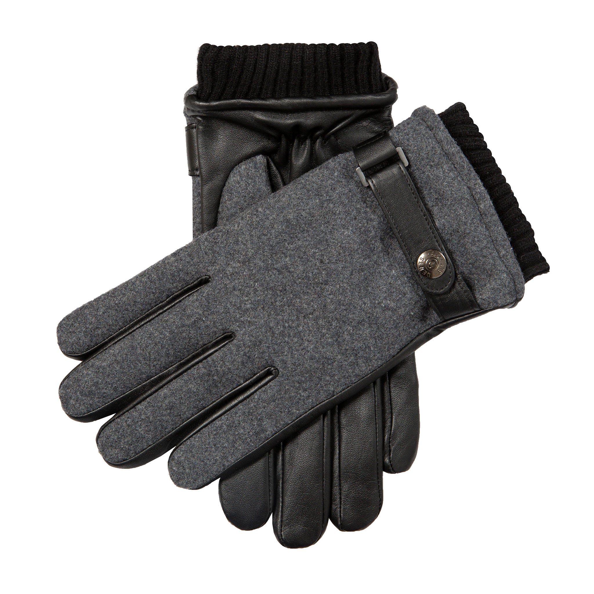 Herren-Handschuhe aus Flanell und Leder mit Touchscreen-Futter