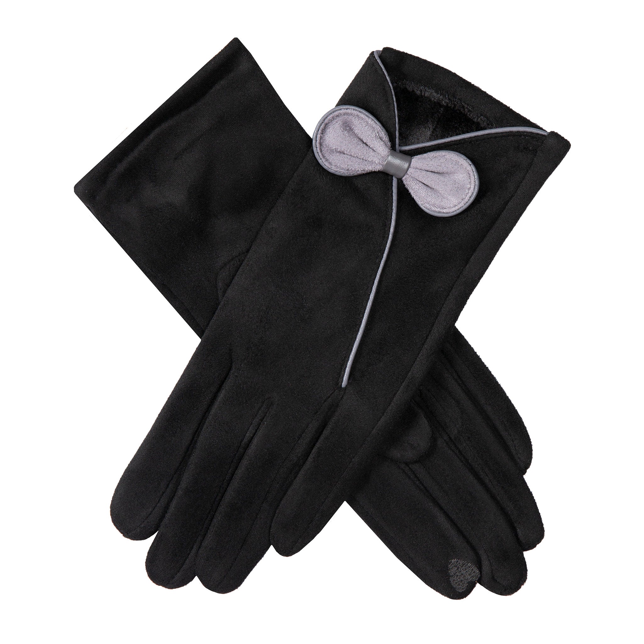 touchscreen handschuhe damen Damen-Touchscreen-Handschuhe aus Velourslederimitat mit Kontrastbesatz