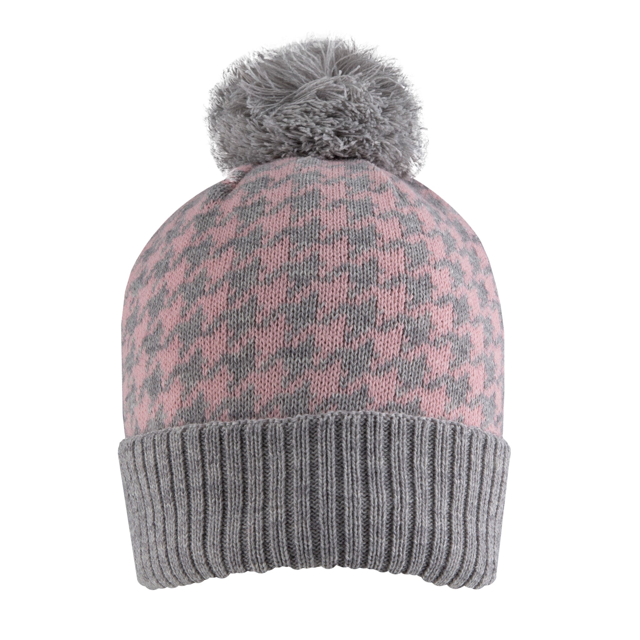 Gray and Pink Cap with Pom Pom Grey Hat w/ Colorful Pom – Hemline Ridgeland main image 2