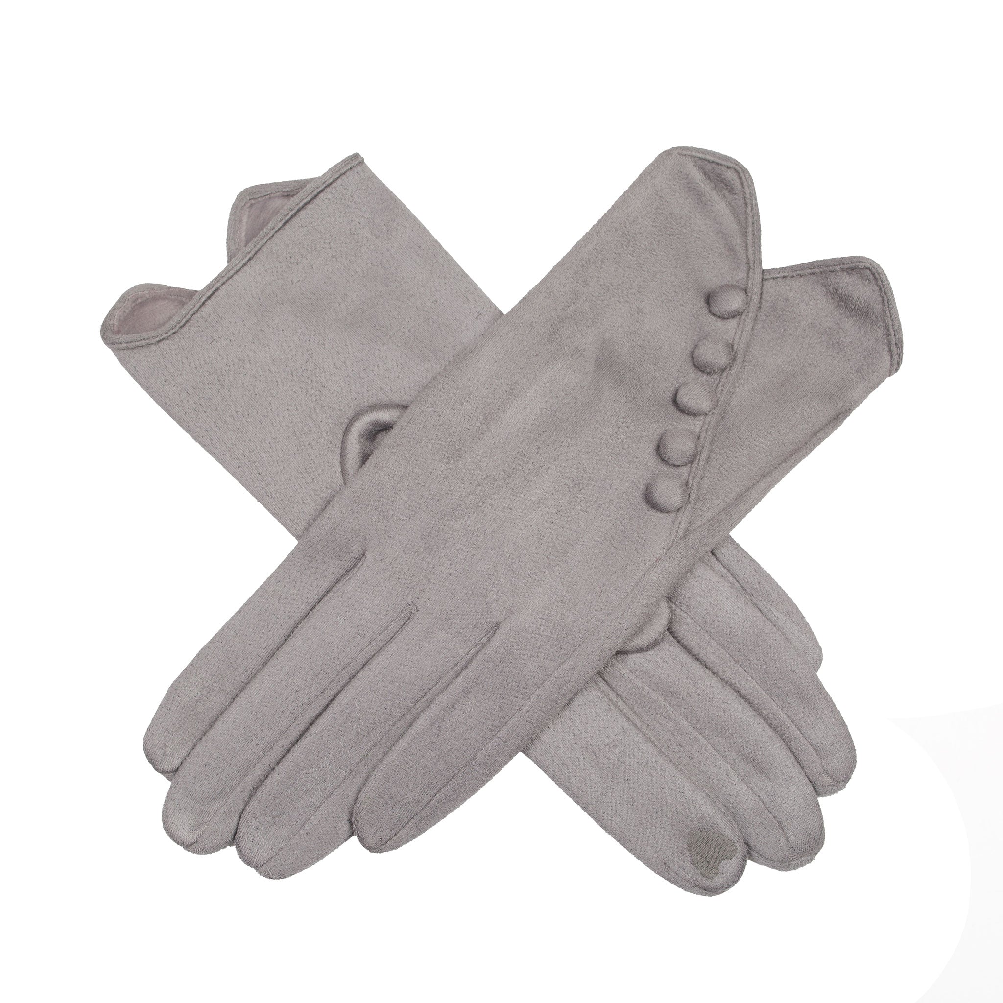 Damen Handschuhe aus Kunstwildleder mit Knöpfen