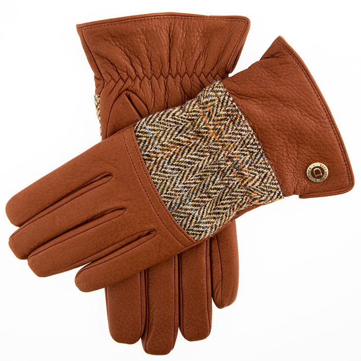 Herrenhandschuhe aus Harris Tweed und Leder mit Kaschmirfutter