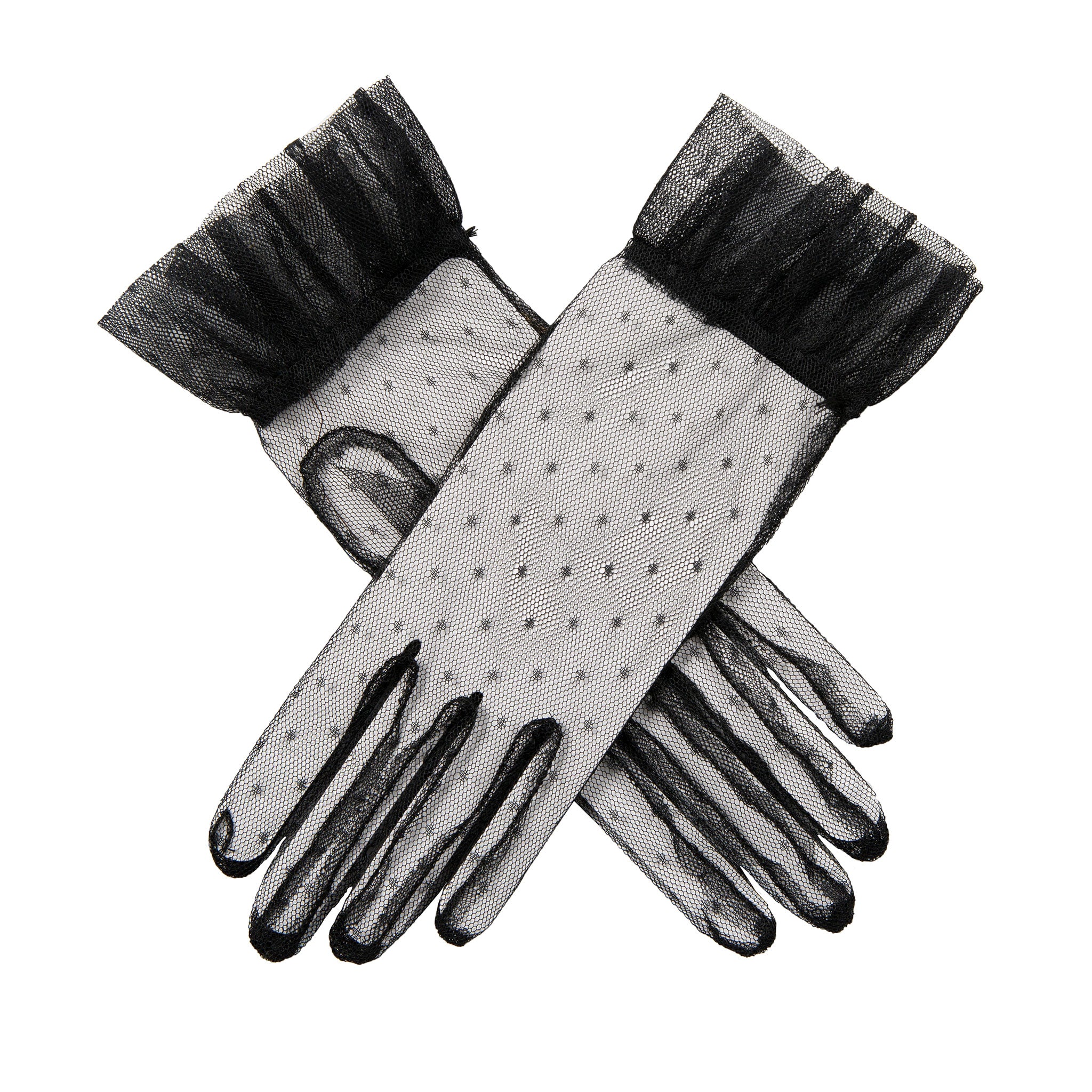 handschuhe tüll Damen-Handschuhe aus Tüll mit Rüschenbündchen