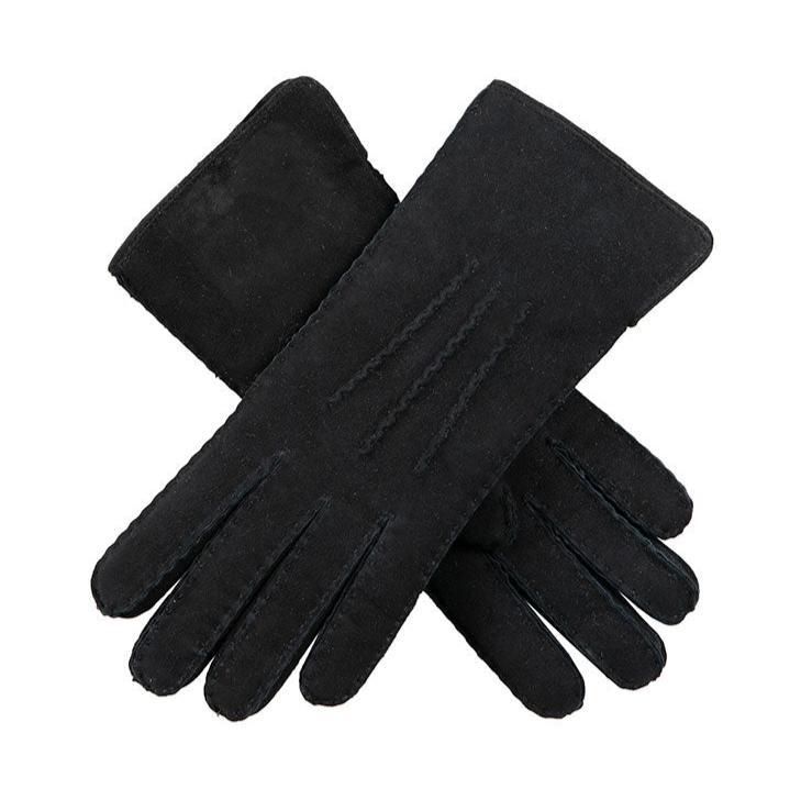 lammfell handschuhe schwarz damen Handgenähte Dreipunkt-Lammfellhandschuhe für Damen