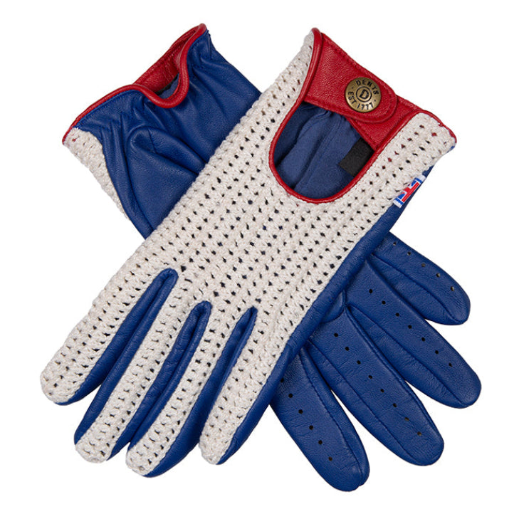 Damen Union Jack Häkel- / Lederfahrhandschuhe