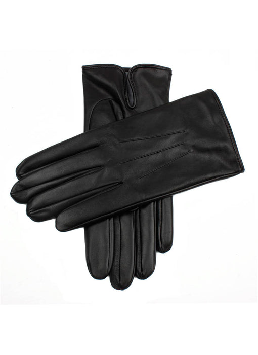 Men's heritage three-point silk-lined leather gloves in black