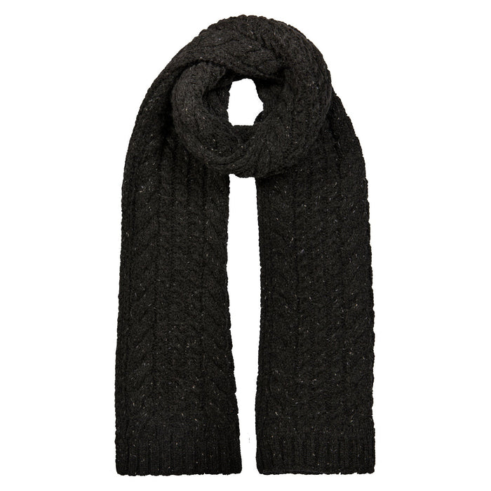 Men's Cable Knit Scarf with marl yarn in black