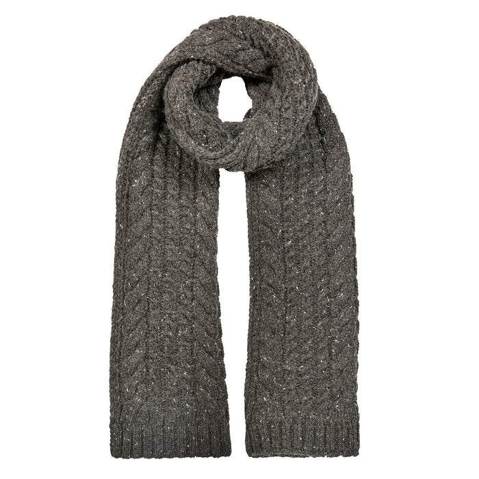 Men's Cable Knit Scarf with marl yarn in charcoal