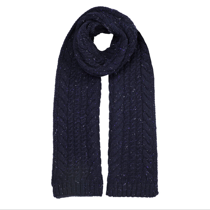 Men's Cable Knit Scarf with marl yarn in navy
