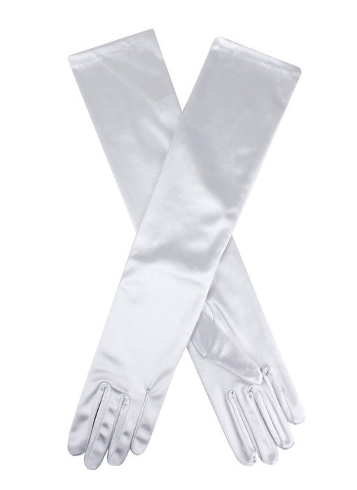 Womens silver grey evening gloves