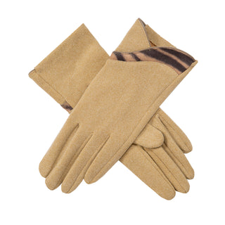 Women’s Touchscreen Velour-Lined Gloves with Zebra Print Detail
