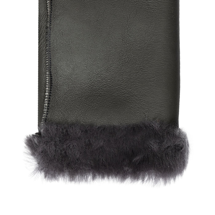 lammfell handschuhe damen schwarz Fingerlose Lammfell-Fäustlinge für Damen