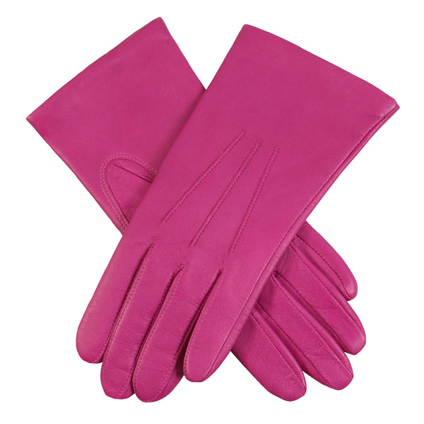 womens hot pink leather gloves