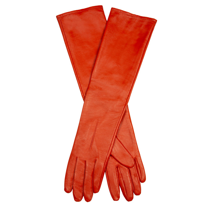 rote lange handschuhe Mein | Frauen Single Point Lange Lederhandschuhe