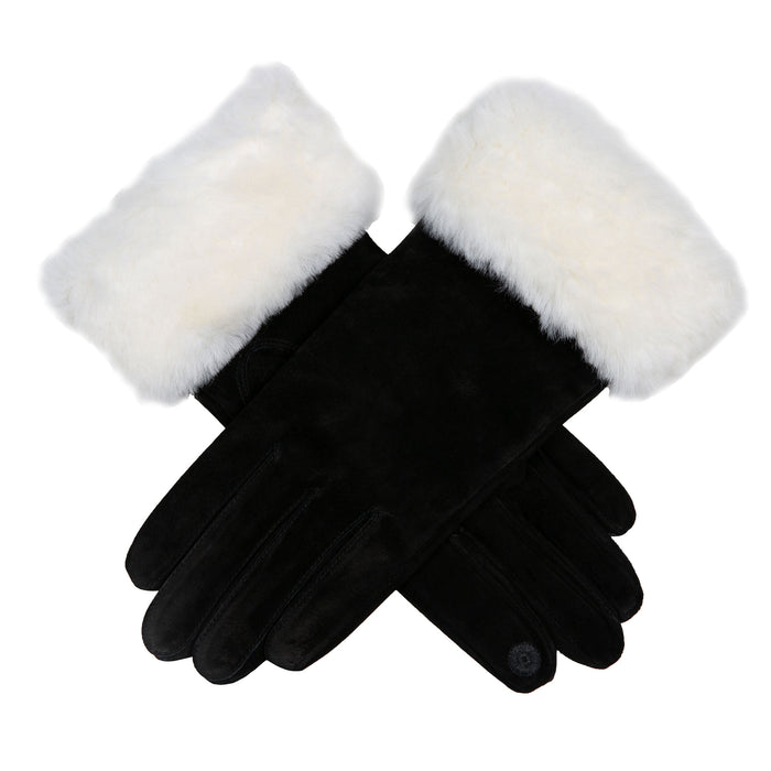 fluffy handschuh Damen Touchscreen Wasserabweisende Wildlederhandschuhe mit Bündchen