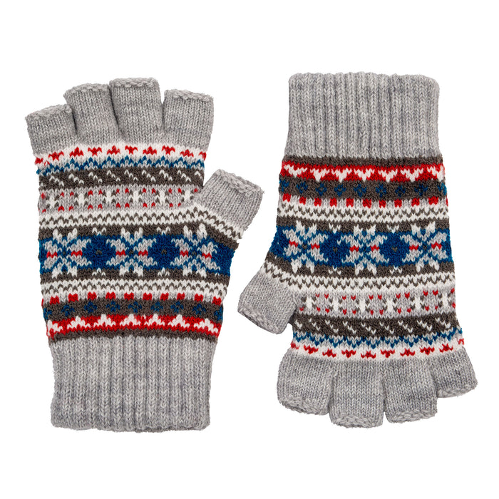 Fingerlose Jacquard-Fair-Isle-Strickhandschuhe für Damen