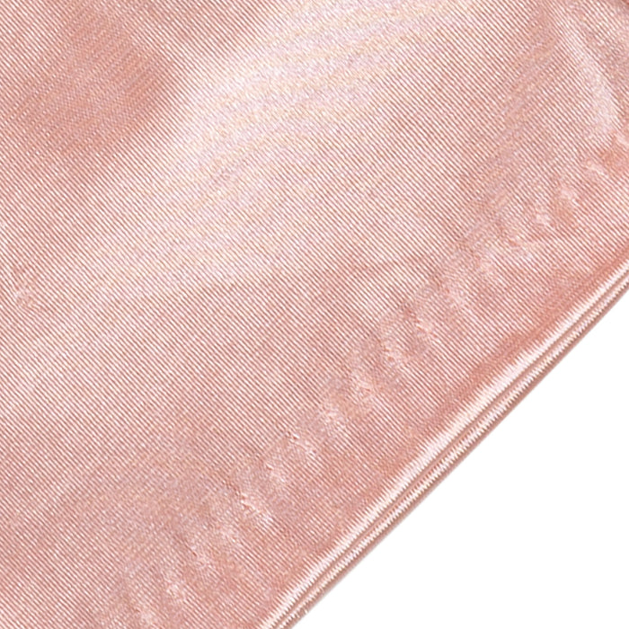 Women's long above-elbow satin gloves in pink - close up of the edge of the glove