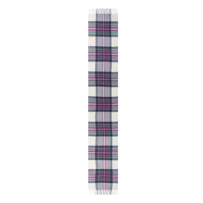 Heritage Plaid Check Cashmere Scarf with Tassels in Ivory length