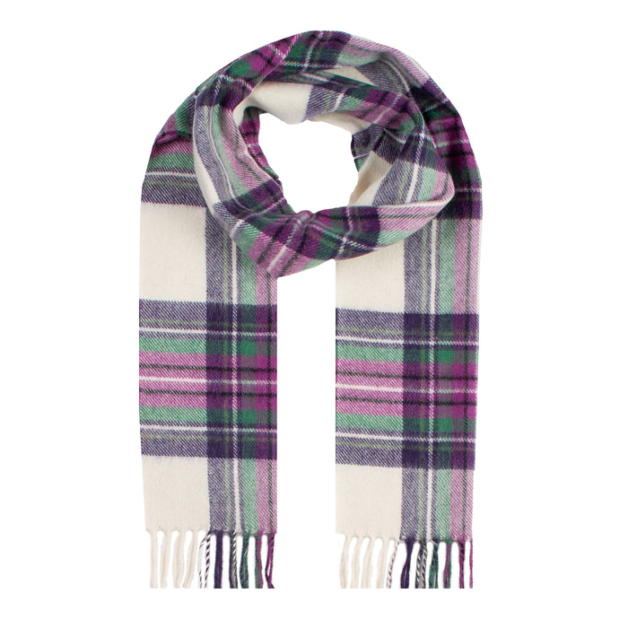 Heritage Plaid Check Cashmere Scarf with Tassels in Ivory loop