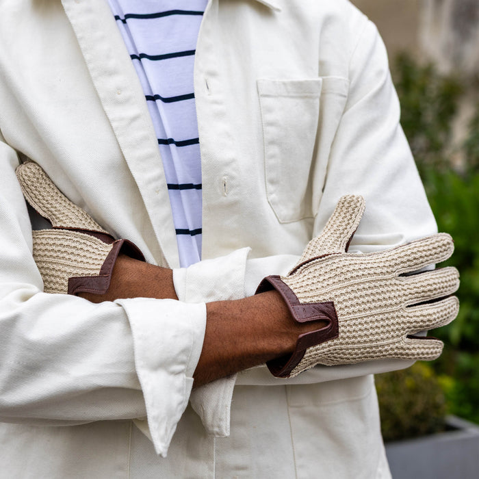 autofahrer handschuhe retro Lancaster | Autofahrer-Handschuhe mit gehäkeltem Rücken für Herren