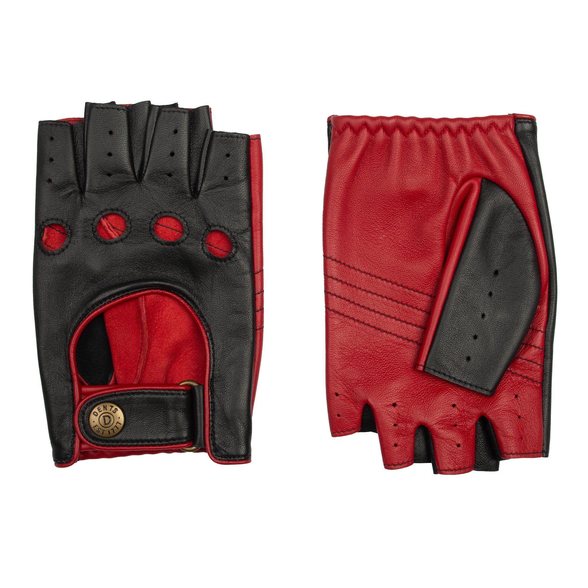 Herren Fingerlose Wasserabweisende Zweifarbige Lederfahrhandschuhe