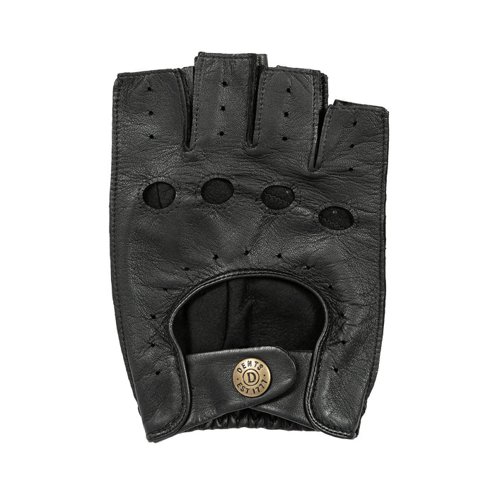 Men's fingerless leather driving gloves in black - single glove