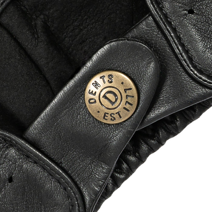 Men's Fingerless Leather Driving Gloves in Black Stud