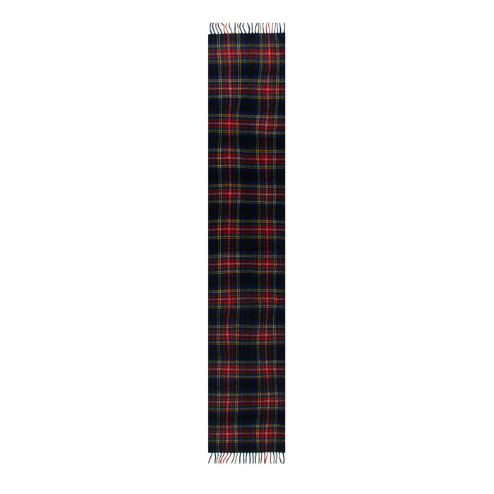 Men's Heritage Tartan Check Cashmere Scarf with Tassels in Black Stewart Length