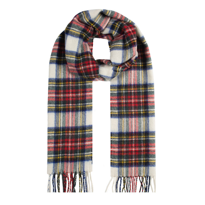 Men's Heritage Tartan Check Cashmere Scarf with Tassels in Dress Stewart Loop