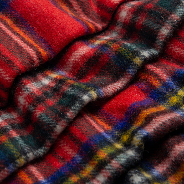 Men's Heritage Tartan Check Cashmere Scarf with Tassels in Royal Stewart Closeup