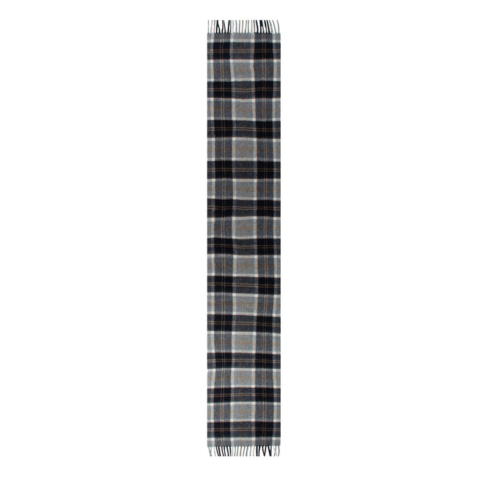 Men's Heritage Tartan Check Cashmere Scarf with Tassels in Silver Bannockbane Length