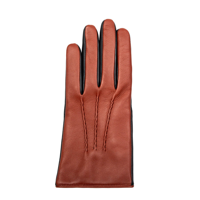 Men's Heritage Touchscreen Three Point Cashmere Lined Leather Gloves in Black high tan right