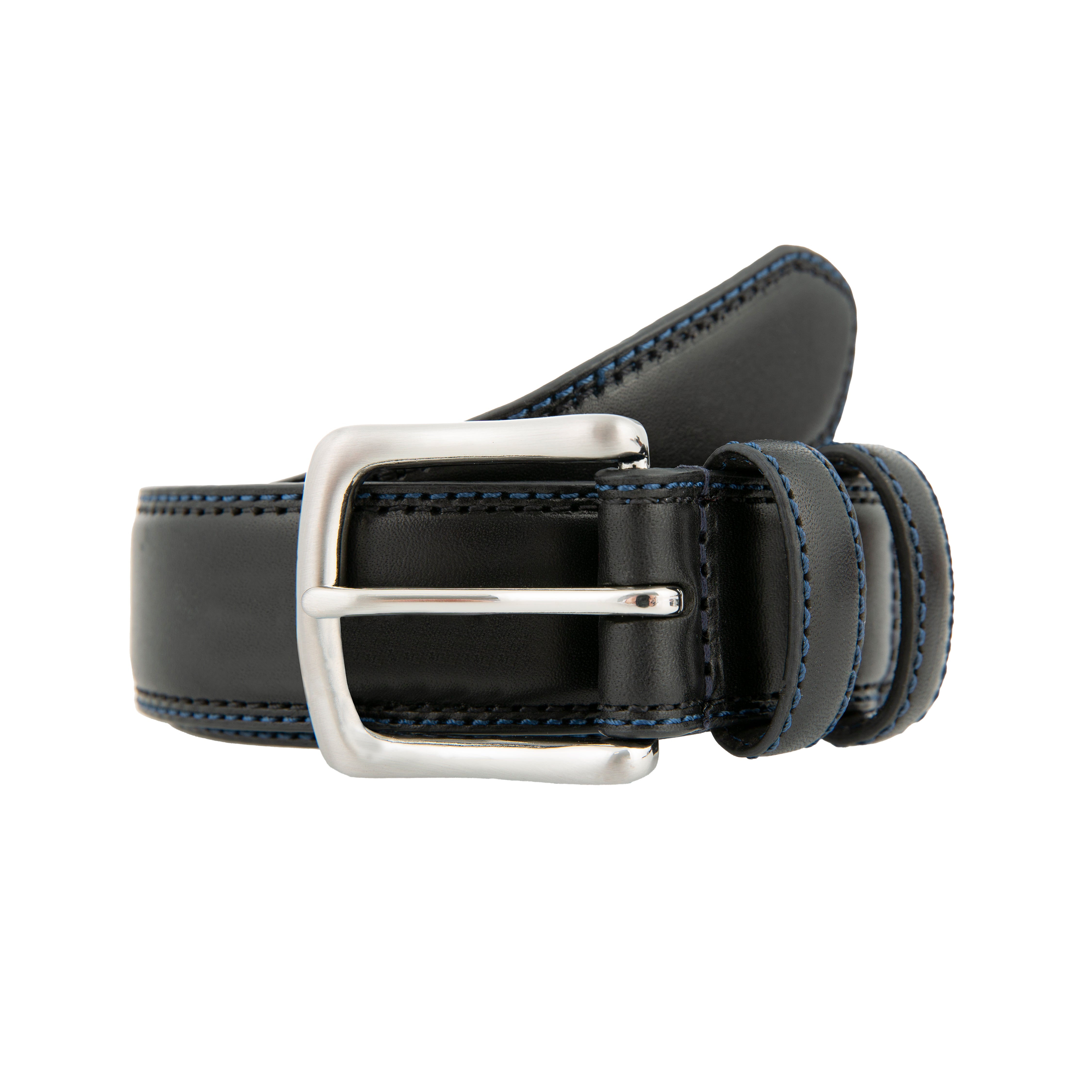 Men's Genuine Leather Dress Belt – 1 Inch Wide, Metal Buckle – Casual/Jean Belt – Black, Sizes L/XL/XXL