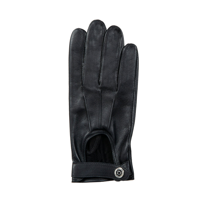 Men's leather watch gloves in black back of the hand