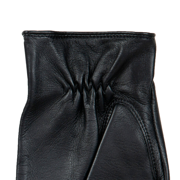Men's leather watch gloves in black palm side cuff