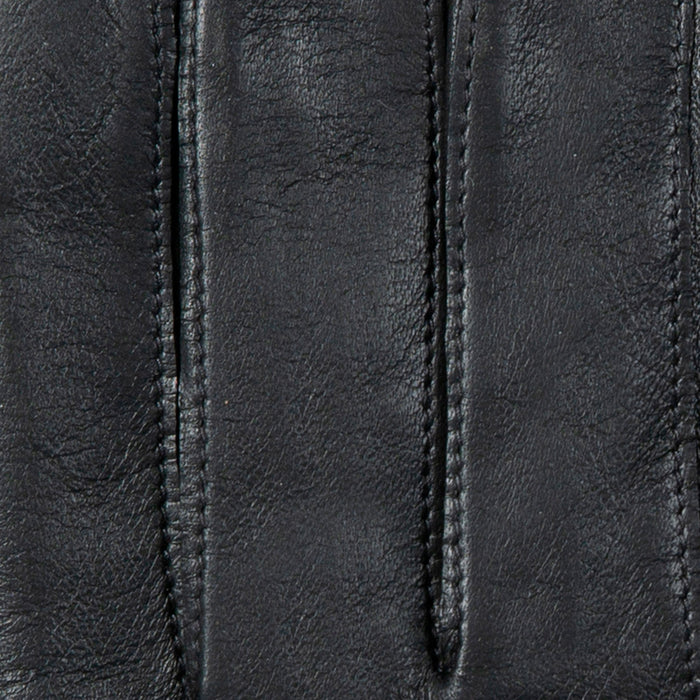 Men's leather watch gloves in black stitches