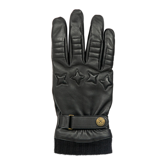 Men's touchscreen cashmere-lined leather gloves in black - single glove