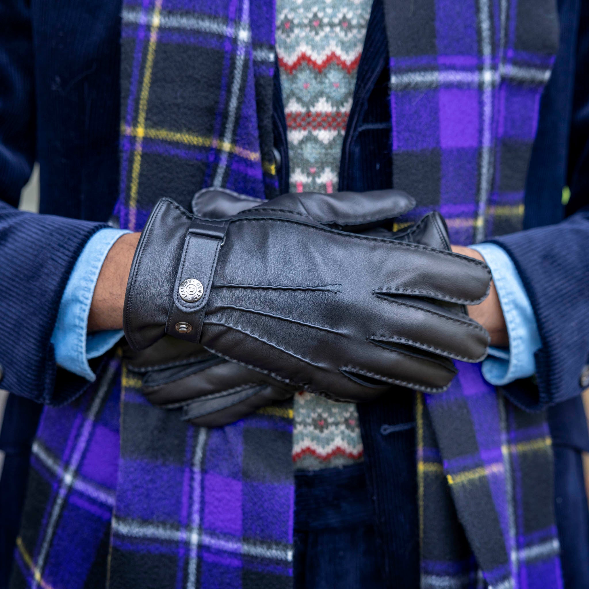 handgenähte handschuhe Herren handgenähte Dreipunkt-Lederhandschuhe aus Wolle und Kaschmir