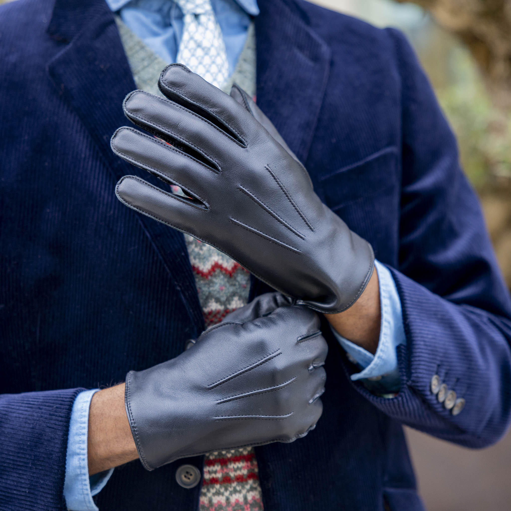 小物 DENTS MEN'S LEATHER GLOVE PECCARY BLACK Clifton | Men's Handsewn Unlined Peccary Leather Gloves | Dents