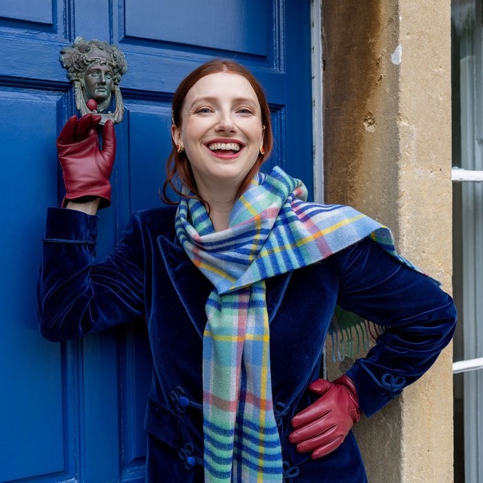 Unisex Luxury Plaid Check Cashmere Scarf Dents