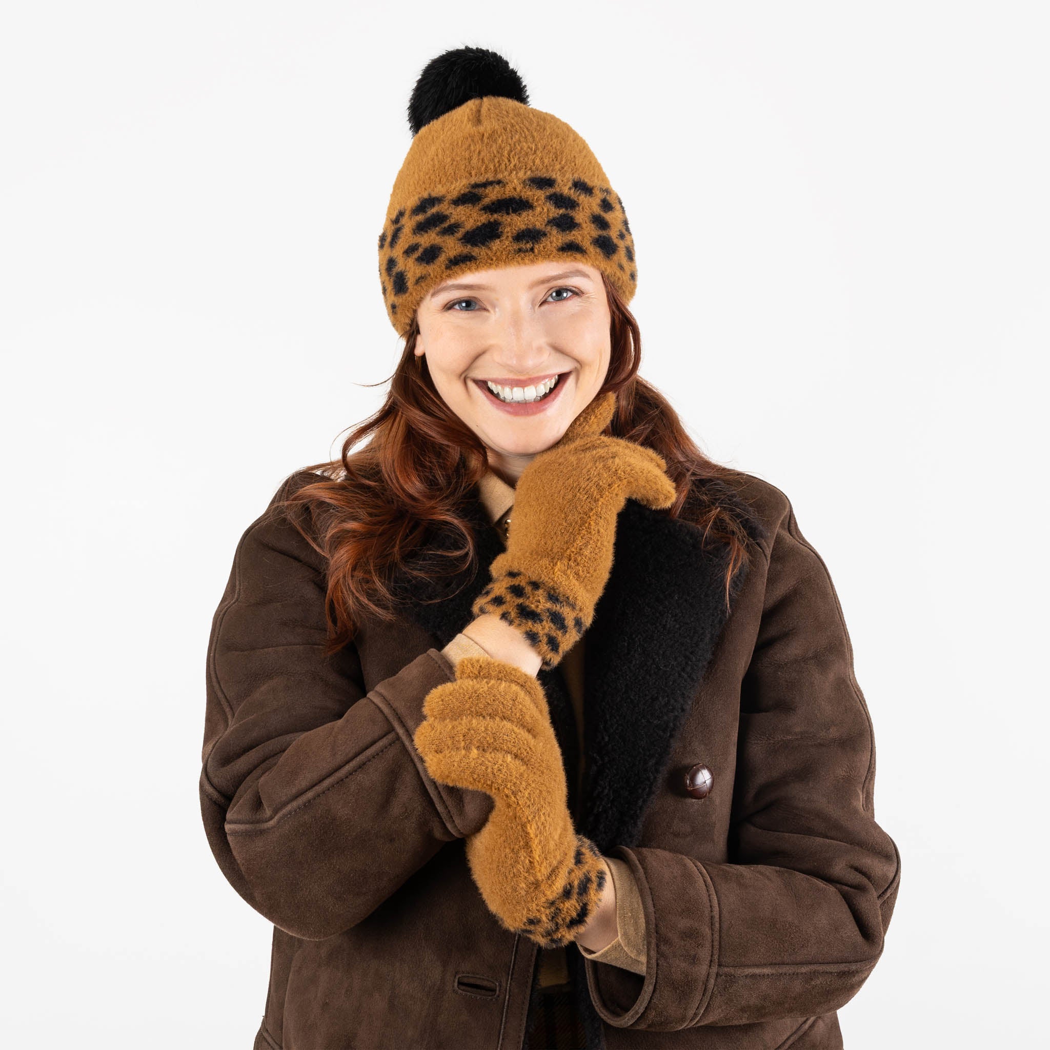 Damen Gesprenkelte Feder Garn Gestrickte Handschuhe