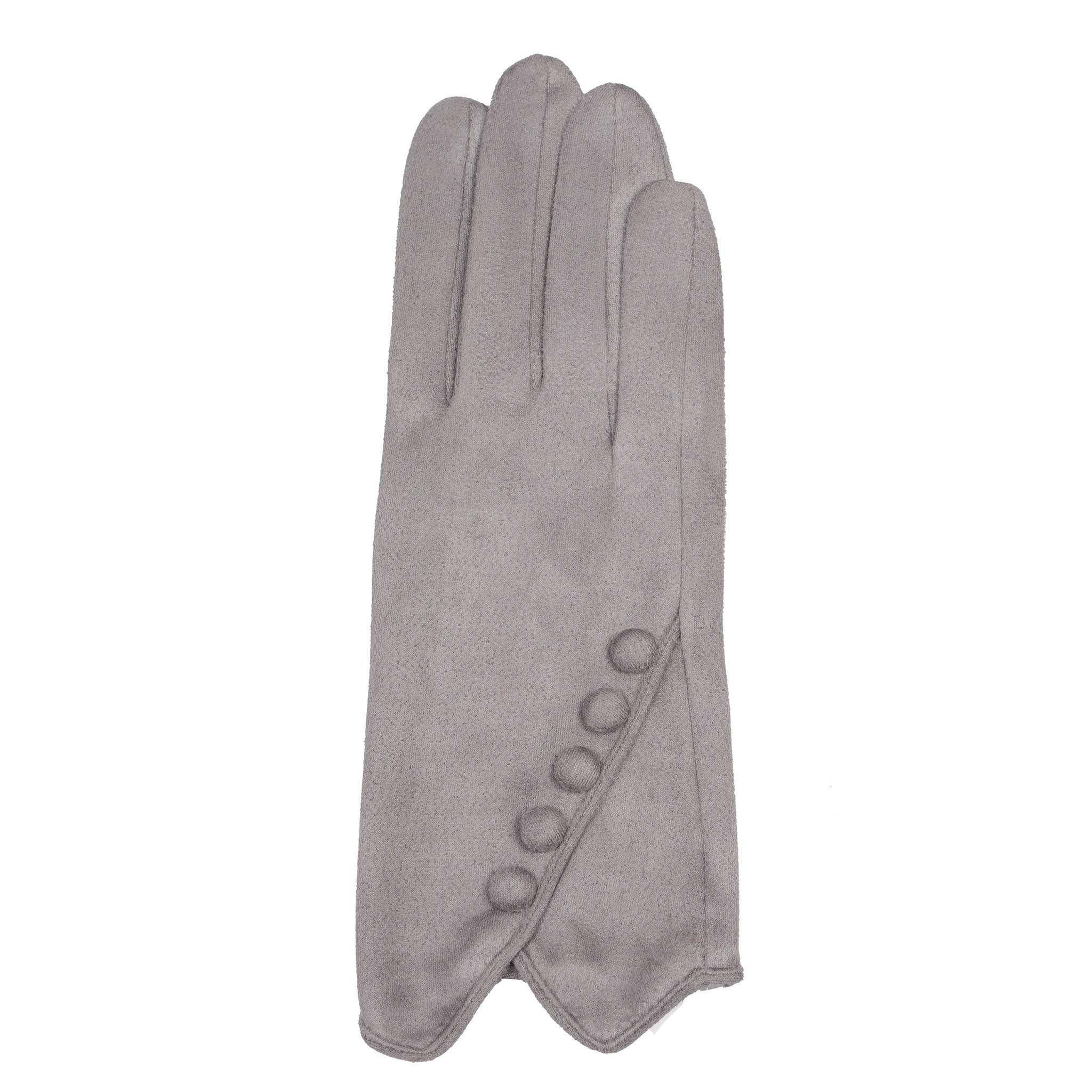 graue handschuhe Damen Handschuhe aus Kunstwildleder mit Knöpfen