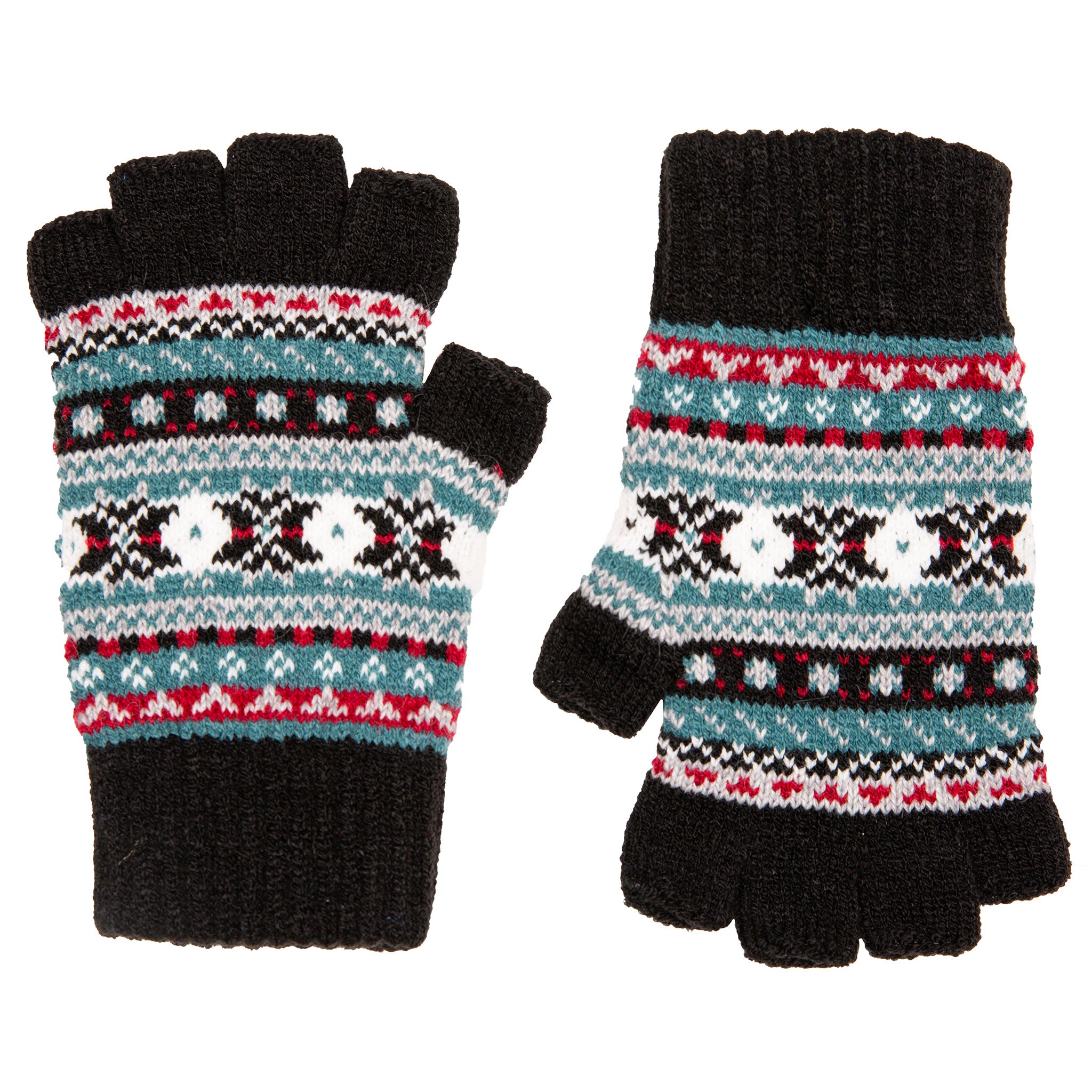 fair isle handschuhe stricken Fingerlose Jacquard-Fair-Isle-Strickhandschuhe für Damen
