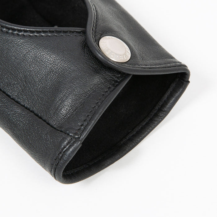 Women's Fingerless Leather Driving Gloves in Black open cuff