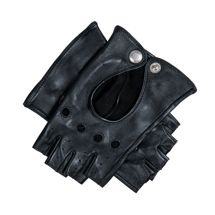Women's Fingerless Leather Driving Gloves in Black