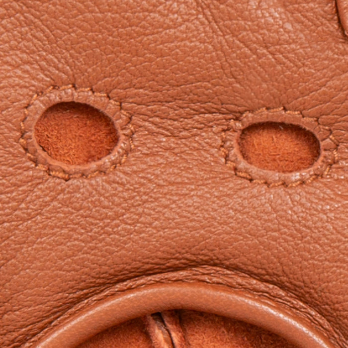 Women's Fingerless Leather Driving Gloves in Cognac fingers