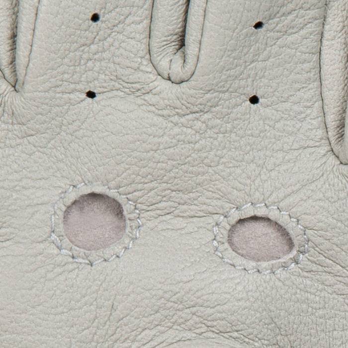Women's Fingerless Leather Driving Gloves in Dove Grey Fingers