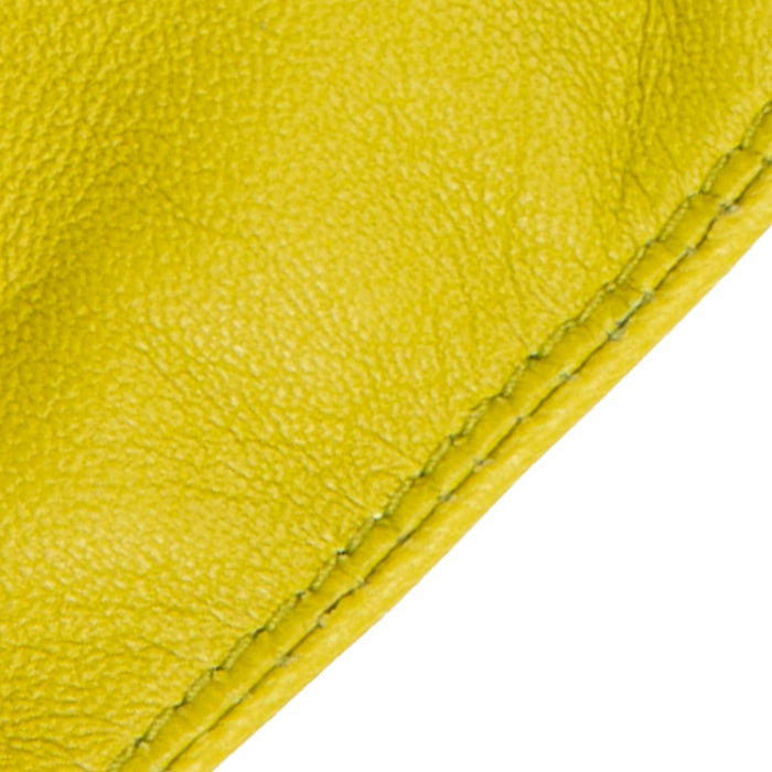 Women's Fingerless Leather Driving Gloves in Lime  closeup