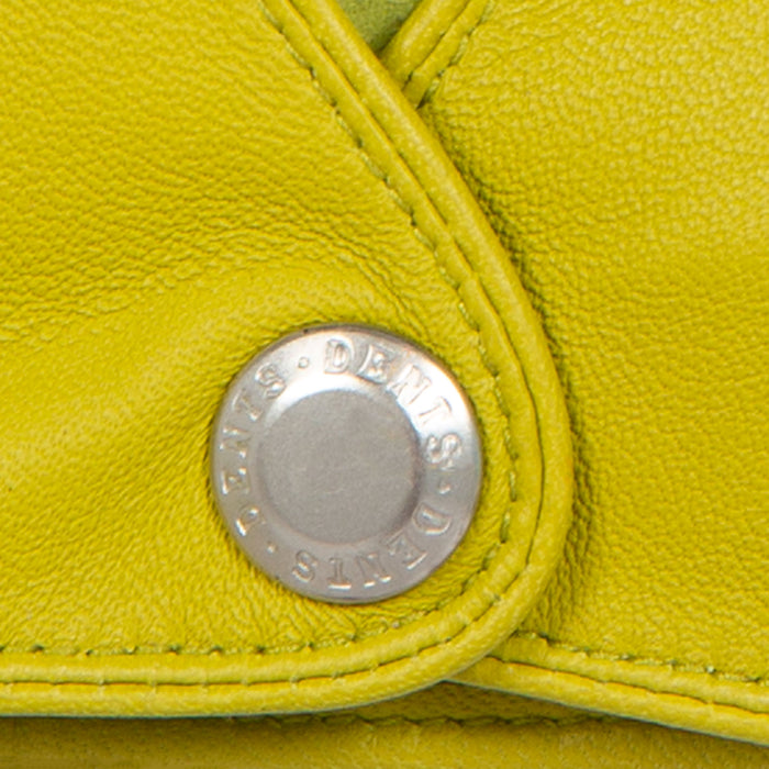 Women's Fingerless Leather Driving Gloves in Lime stud