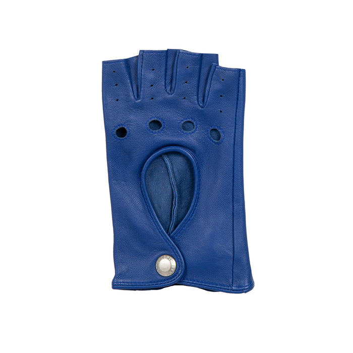 Women's Fingerless Leather Driving Gloves in Marine right