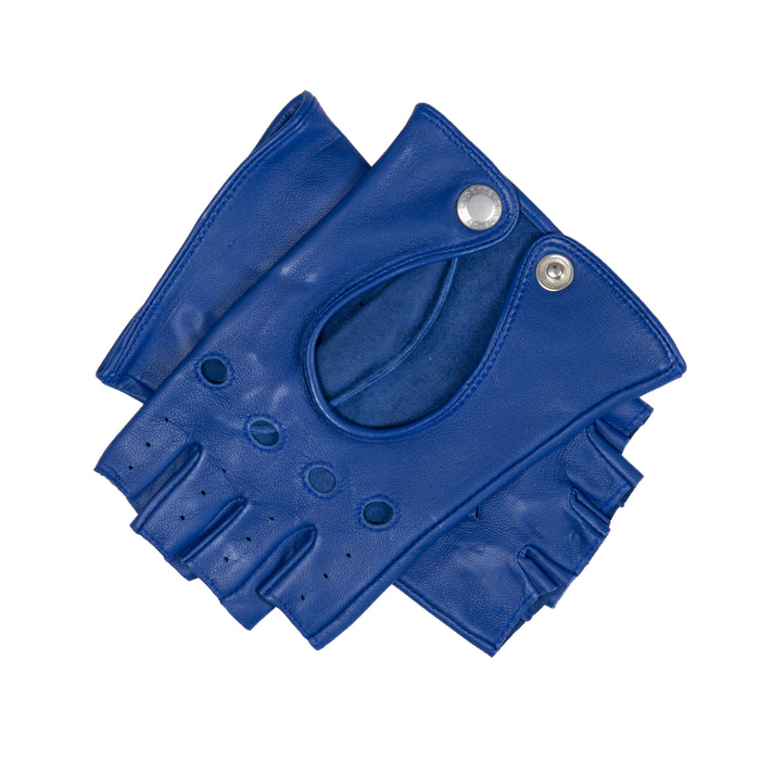 Women's Fingerless Leather Driving Gloves in Marine